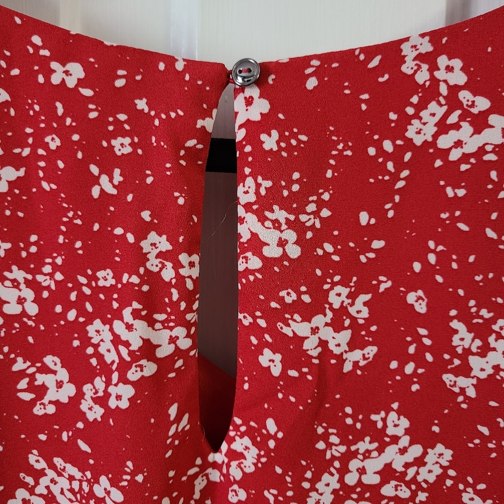 Thyme Red Floral Tie Waist Maternity Dress XL - Picture 6 of 8